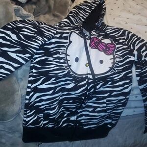 Hello Kitty zebra print zip hoodie